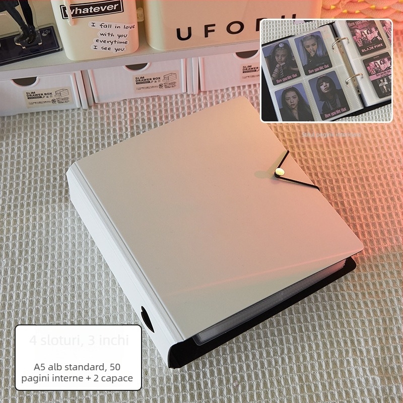 Album pentru carduri și fotografii cu foi detașabile, 50 de pagini, logo tipărit, personalizare disponibilă, Marcă: Cami