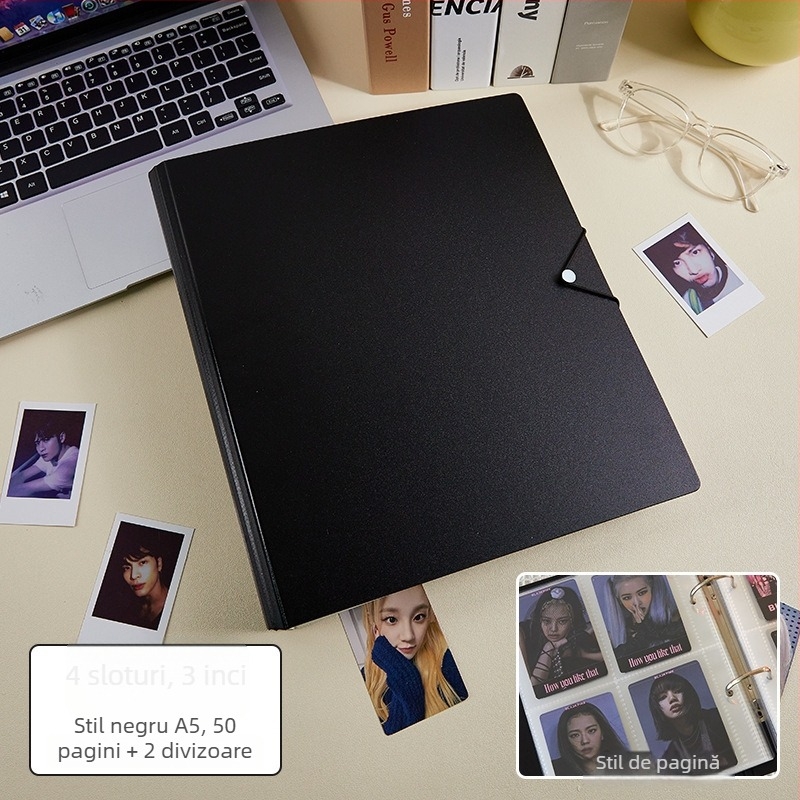 Album pentru carduri și fotografii cu foi detașabile, 50 de pagini, logo tipărit, personalizare disponibilă, Marcă: Cami