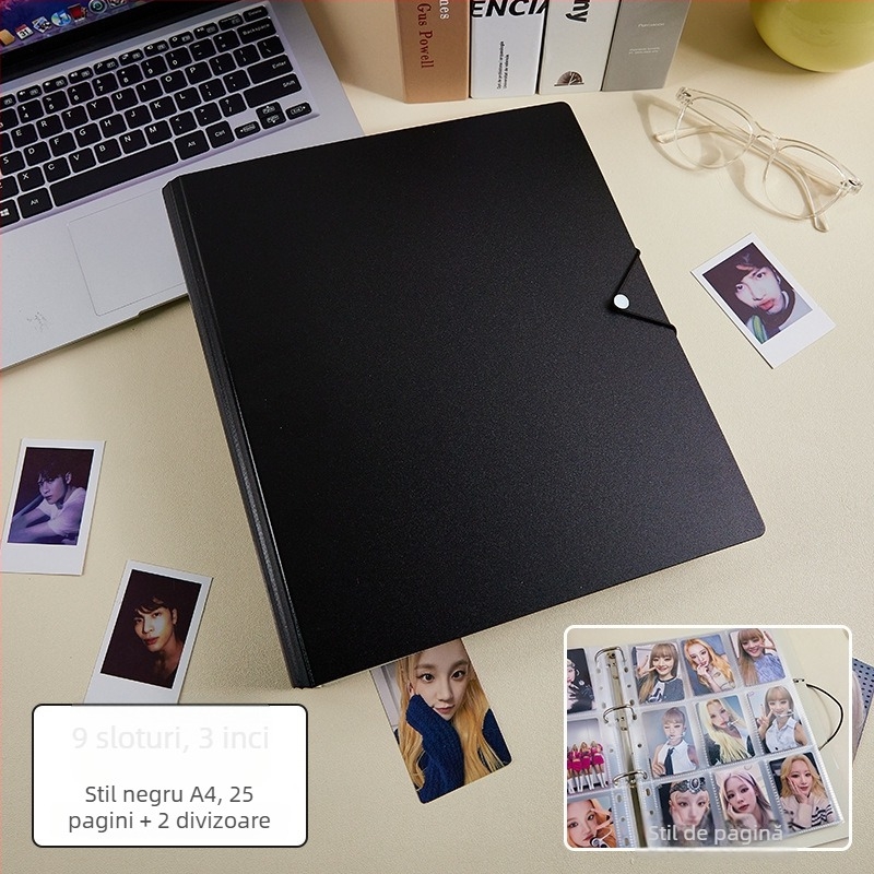 Album pentru carduri și fotografii cu foi detașabile, 50 de pagini, logo tipărit, personalizare disponibilă, Marcă: Cami