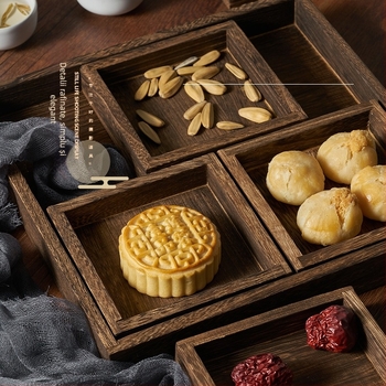 Tava de ceai vintage – recuzită pentru fotografie culinară, farfurie în stil antic pentru compoziții still life cu mooncake, stil național