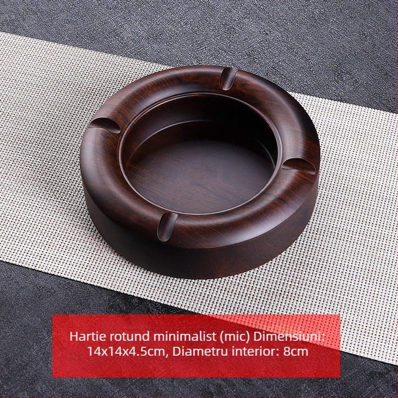 Scrumieră din lemn de abanos cu capac, lemn gravat pentru decor de living