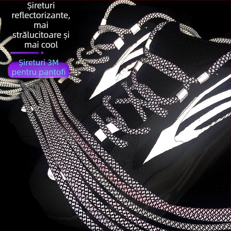 Adidași sneakers cu șireturi rotunde reflectorizante pentru Yeezy 350, 700 și 500 serii (talpă din cauciuc)