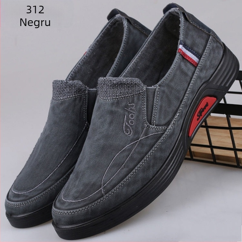 Pantofi casual unisex din denim, vârf rotund, toc mic 1–3 cm, talpă compozită, căptușeală din cânepă