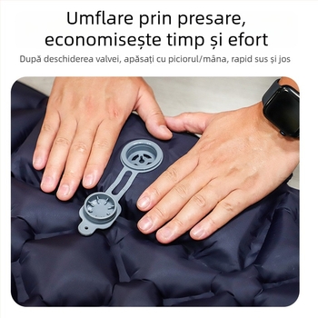 Saltea gonflabilă pentru camping – ultra ușoară, portabilă și conectabilă; Material: țesătură prietenoasă cu pielea + burete cu elasticitate mare; Potrivit pentru 1–2 persoane; Greutate netă: 3000 g; Umflare automată