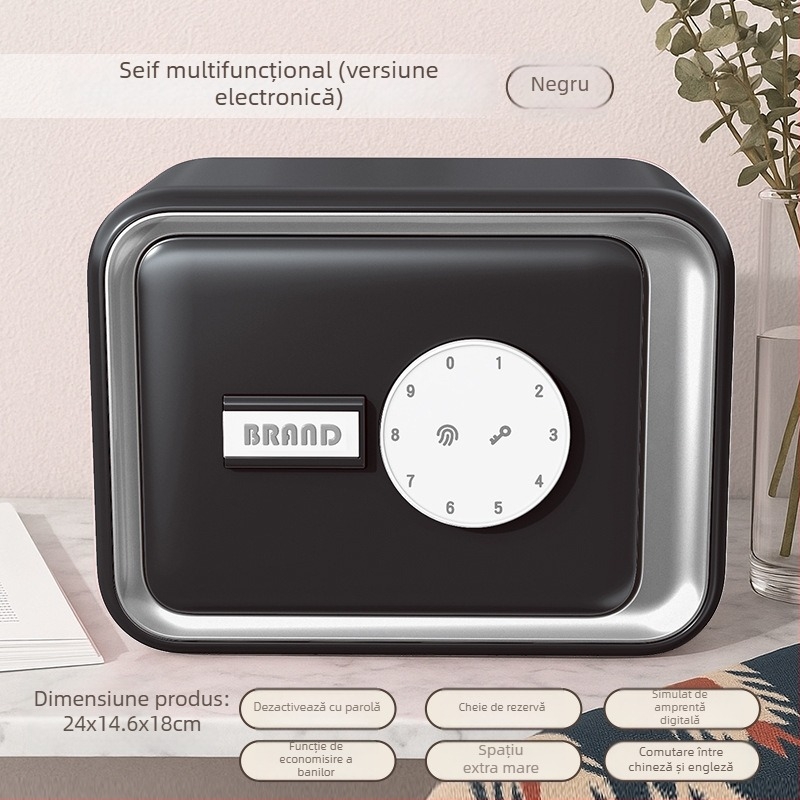 Pușculiță pentru copii, seif casnic cu încuietoare mecanică cu parolă, construcție din plastic, protecție anti-furt