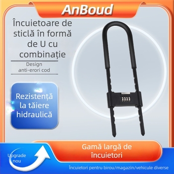 Anbond Încuietoare în formă de U cu parolă pentru uși din sticlă și culisante, Model L-ks01, Material: fier, zinc, carcasă din PVC cu piele