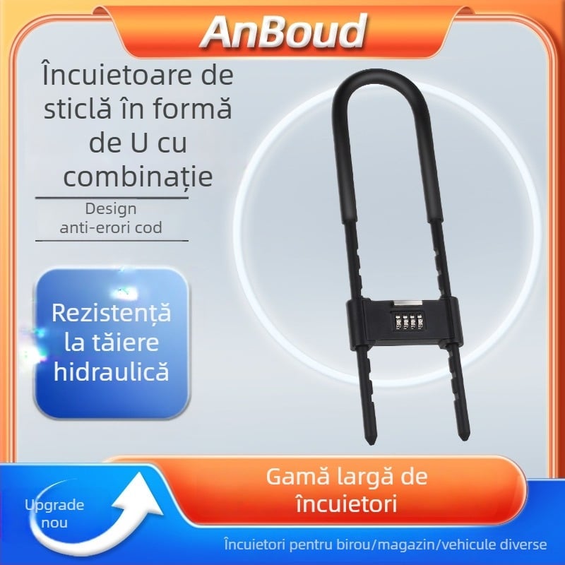 Anbond Încuietoare în formă de U cu parolă pentru uși din sticlă și culisante, Model L-ks01, Material: fier, zinc, carcasă din PVC cu piele