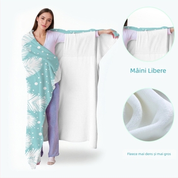 Pătură din poliester cu desen animat, imprimată, 230 g, iarnă, personalizabilă