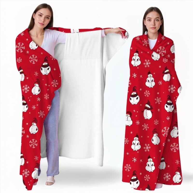 Pătură din poliester cu desen animat, imprimată, 230 g, iarnă, personalizabilă