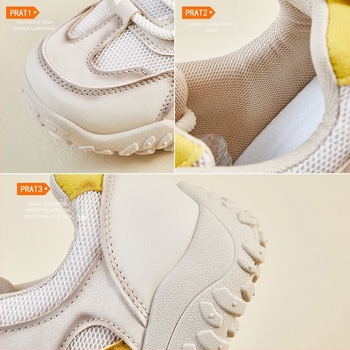 Pantofi sport pentru femei Dad Shoes, primăvara 2026, partea superioară PU, talpă din cauciuc, închidere cu șireturi în față, profil jos, vârf rotund