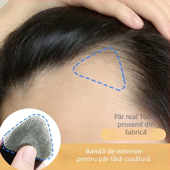 Patch de păr cu linie de păr în formă de M pentru bărbați și femei, țesut manual, păr uman, drept, poate fi vopsit sau tratat cu perm