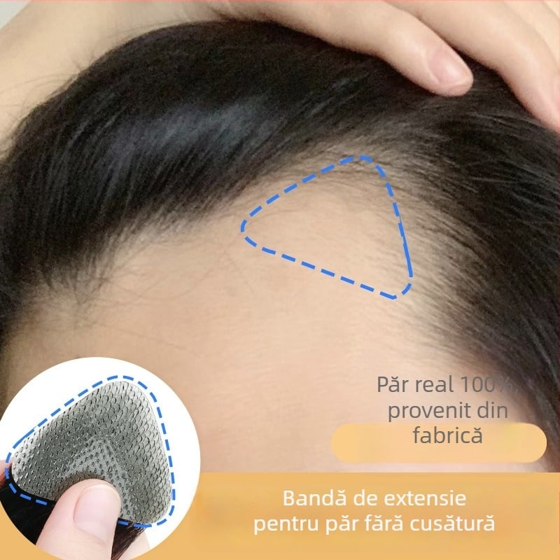 Patch de păr cu linie de păr în formă de M pentru bărbați și femei, țesut manual, păr uman, drept, poate fi vopsit sau tratat cu perm