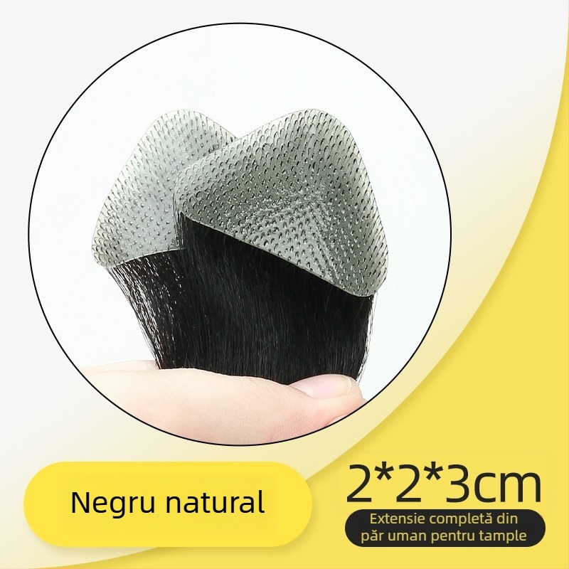 Patch de păr cu linie de păr în formă de M pentru bărbați și femei, țesut manual, păr uman, drept, poate fi vopsit sau tratat cu perm