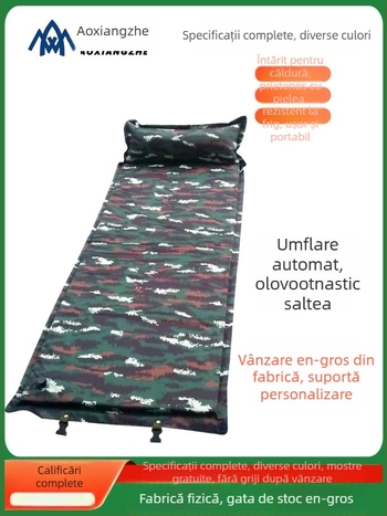 Soar saltea gonflabilă anti-umezeală pentru camping în aer liber și instruire de urgență — 210T poliester, pentru 1 persoană, 1,5 kg, umflare automată