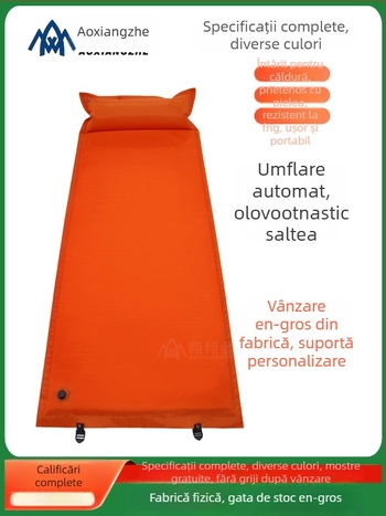 Soar saltea gonflabilă anti-umezeală pentru camping în aer liber și instruire de urgență — 210T poliester, pentru 1 persoană, 1,5 kg, umflare automată