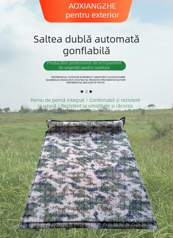 Soar saltea gonflabilă anti-umezeală pentru camping în aer liber și instruire de urgență — 210T poliester, pentru 1 persoană, 1,5 kg, umflare automată