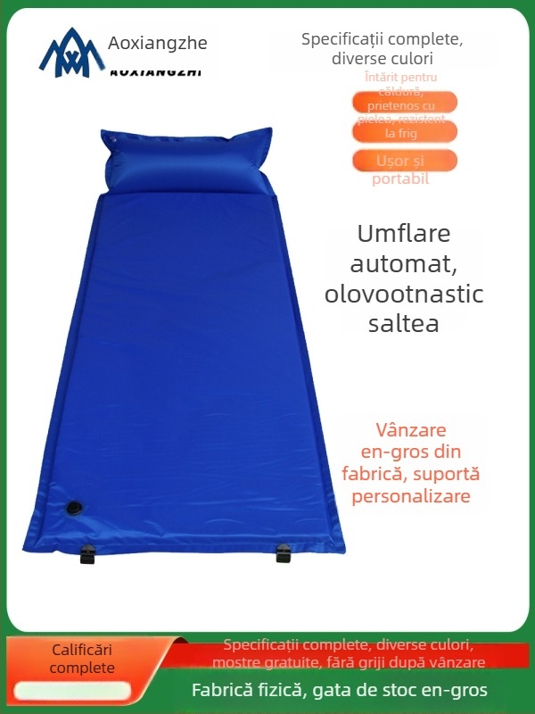 Soar saltea gonflabilă anti-umezeală pentru camping în aer liber și instruire de urgență — 210T poliester, pentru 1 persoană, 1,5 kg, umflare automată