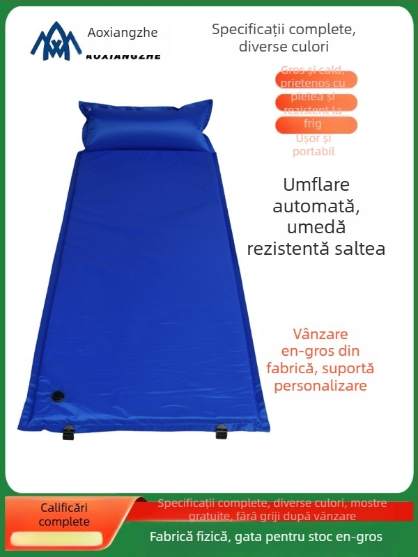 Soar saltea gonflabilă anti-umezeală pentru camping în aer liber și instruire de urgență — 210T poliester, pentru 1 persoană, 1,5 kg, umflare automată