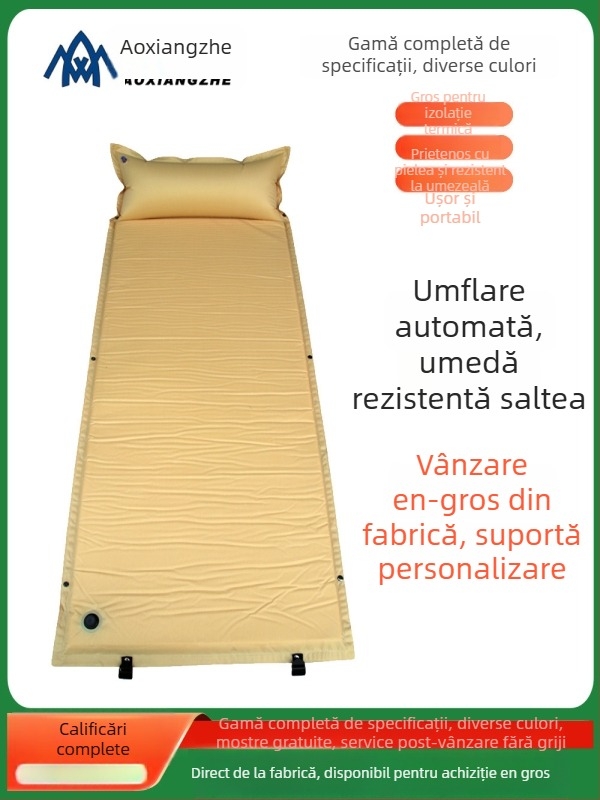 Soar saltea gonflabilă anti-umezeală pentru camping în aer liber și instruire de urgență — 210T poliester, pentru 1 persoană, 1,5 kg, umflare automată