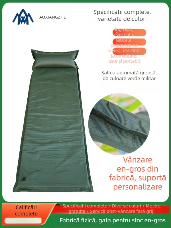 Soar saltea gonflabilă anti-umezeală pentru camping în aer liber și instruire de urgență — 210T poliester, pentru 1 persoană, 1,5 kg, umflare automată