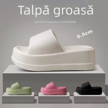 Slapi EVA pentru femei, talpă groasă, vârf drept, stil simplu, MT.MIT, vară 2024