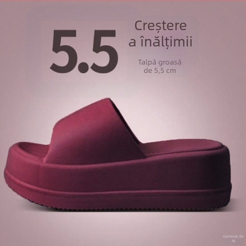 Slapi EVA pentru femei, talpă groasă, vârf drept, stil simplu, MT.MIT, vară 2024