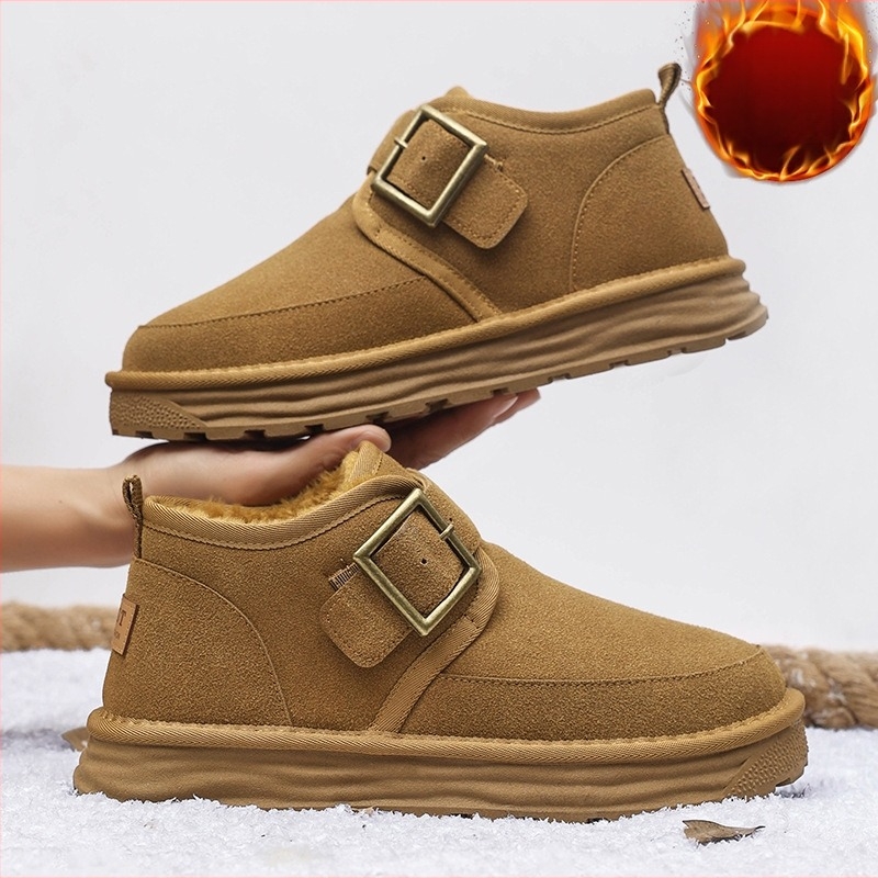 Ghete de zăpadă pentru bărbați - partea superioară PU, căptușeală caldă din blană sintetică scurtă, talpă turnată prin injecție, design Pull-On