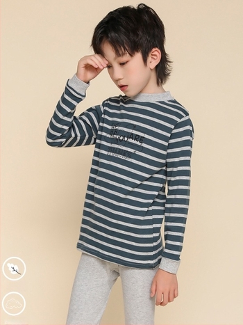 Set termic pentru copii, 100% bumbac, pentru băieți – bluza și pantalon, pentru primăvară, toamnă și iarnă, menține căldura.