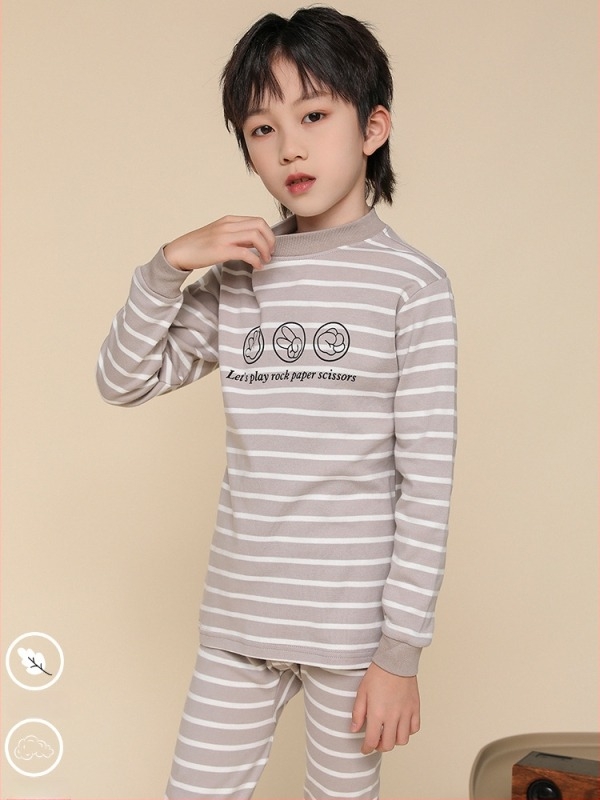 Set termic pentru copii, 100% bumbac, pentru băieți – bluza și pantalon, pentru primăvară, toamnă și iarnă, menține căldura.