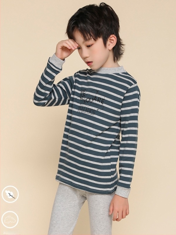 Set termic pentru copii, 100% bumbac, pentru băieți – bluza și pantalon, pentru primăvară, toamnă și iarnă, menține căldura.