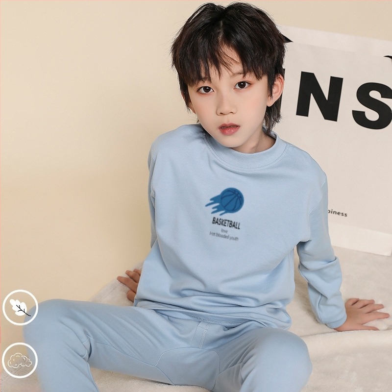 Set termic pentru copii, 100% bumbac, pentru băieți – bluza și pantalon, pentru primăvară, toamnă și iarnă, menține căldura.