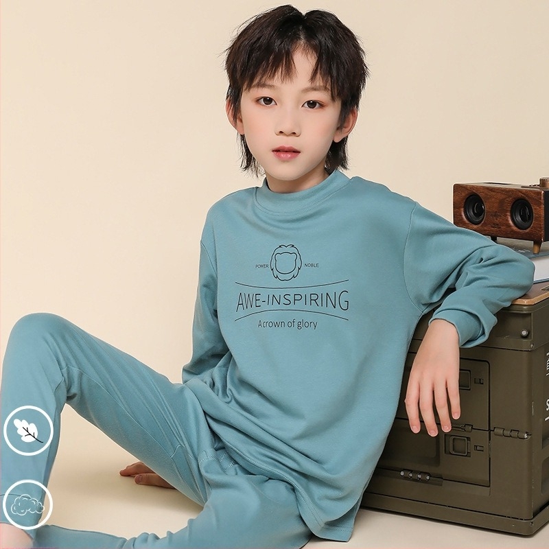 Set termic pentru copii, 100% bumbac, pentru băieți – bluza și pantalon, pentru primăvară, toamnă și iarnă, menține căldura.