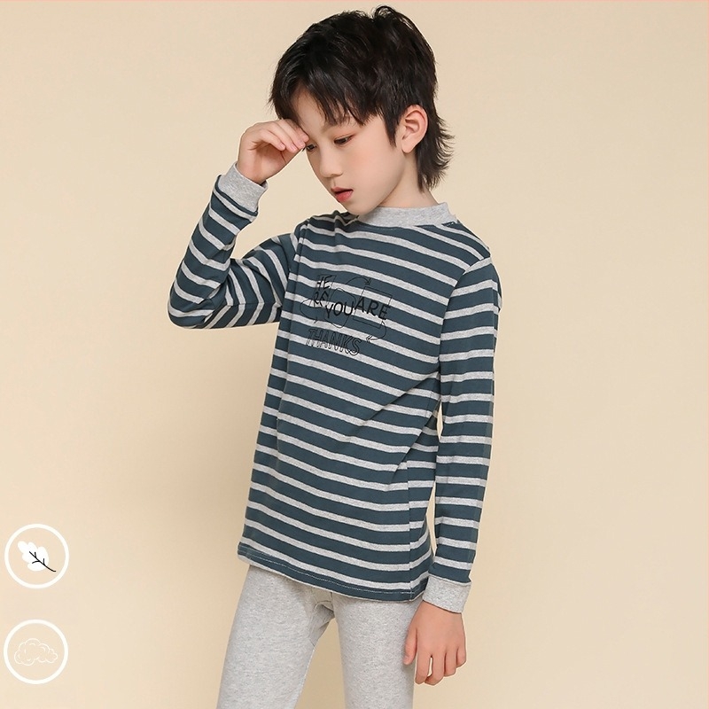 Set termic pentru copii, 100% bumbac, pentru băieți – bluza și pantalon, pentru primăvară, toamnă și iarnă, menține căldura.