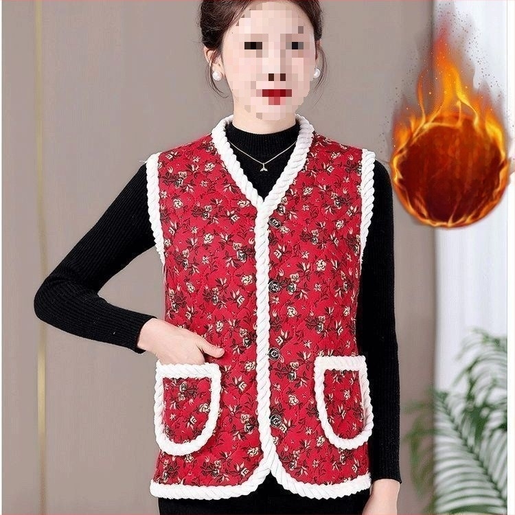 Vestă de damă din lână de miel, decolteu în V, nasture unic, lungime ultra scurtă, umplutură de lână