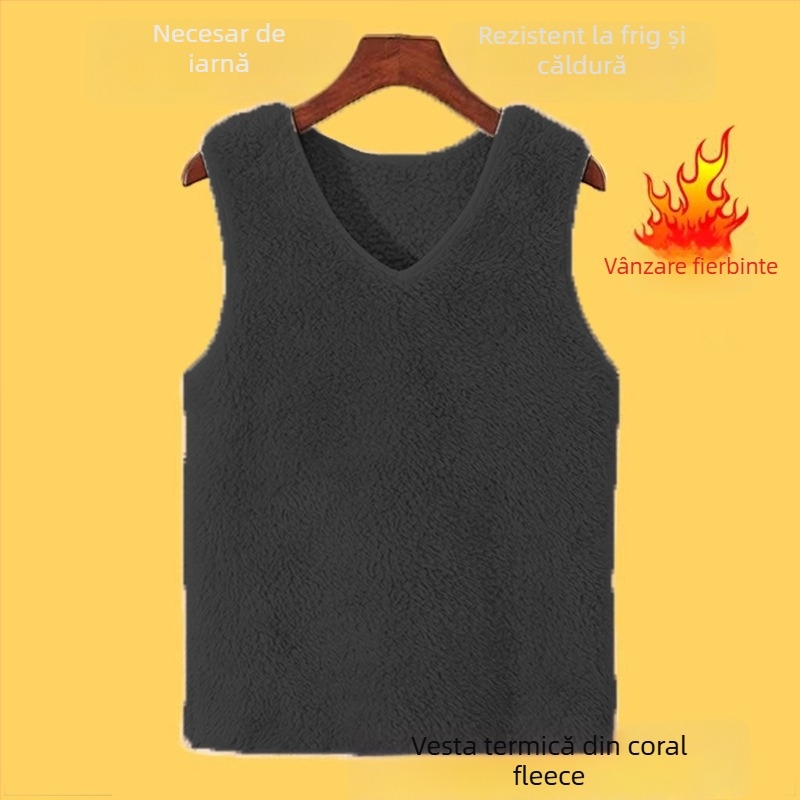 Vesta termică fără mâneci pentru femei, croială regulată, guler polo, țesătură chenille, 90–95% Spandex (Primăvara 2025)