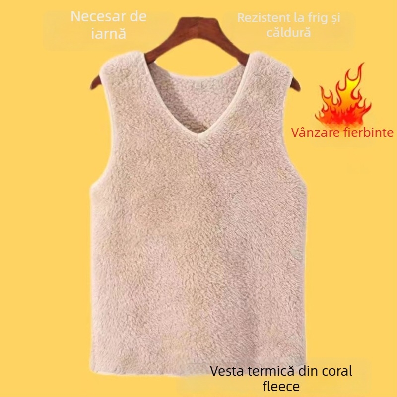 Vesta termică fără mâneci pentru femei, croială regulată, guler polo, țesătură chenille, 90–95% Spandex (Primăvara 2025)