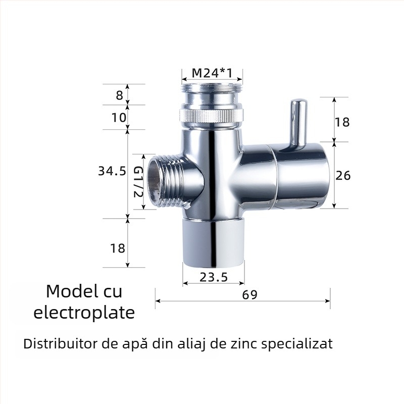Set de duș ABS, montaj pe perete, duză de creștere a presiunii, reglaj în trei trepte, oprire a apei cu un singur buton