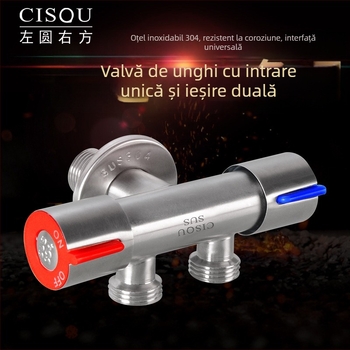 Distribuitor de apă din oțel inoxidabil 304, intrare 1, ieșire 2, robinet unghiular cu 3 căi pentru toaletă și mașină de spălat