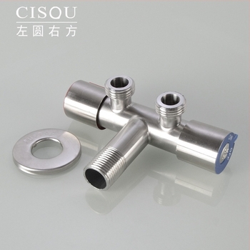 Distribuitor de apă din oțel inoxidabil 304, intrare 1, ieșire 2, robinet unghiular cu 3 căi pentru toaletă și mașină de spălat