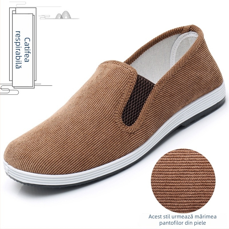 Pantofi casual bărbați slip-on din suede, închidere cu bandă elastică, talpă din cauciuc, respirabili