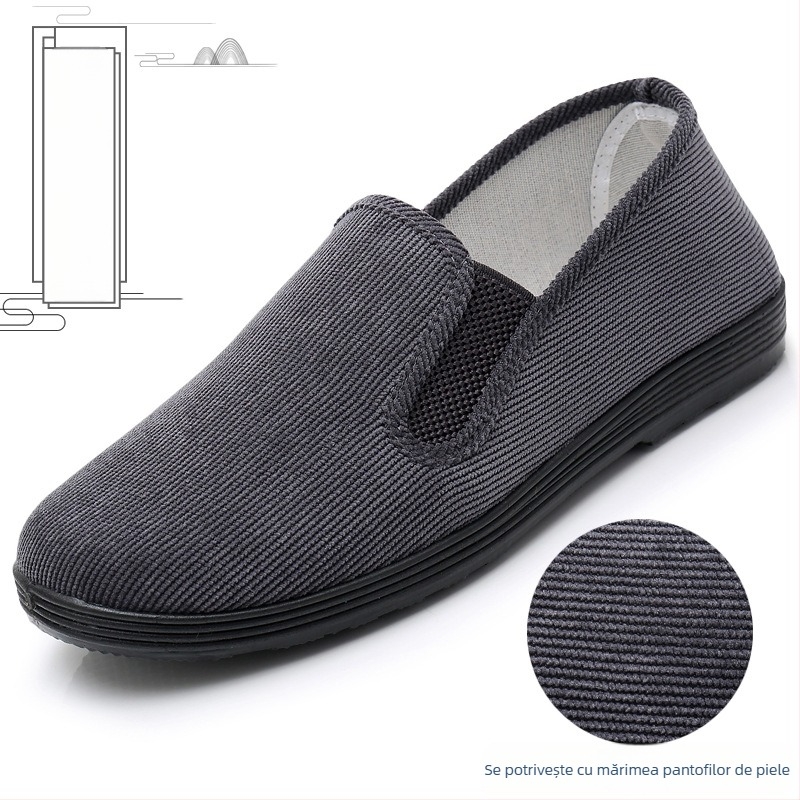 Pantofi casual bărbați slip-on din suede, închidere cu bandă elastică, talpă din cauciuc, respirabili