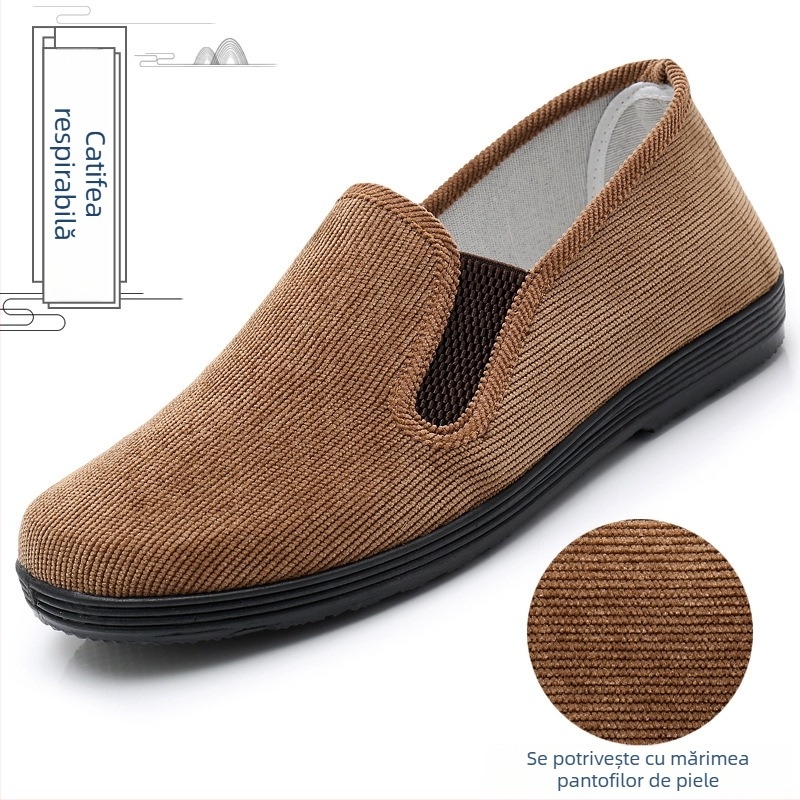 Pantofi casual bărbați slip-on din suede, închidere cu bandă elastică, talpă din cauciuc, respirabili