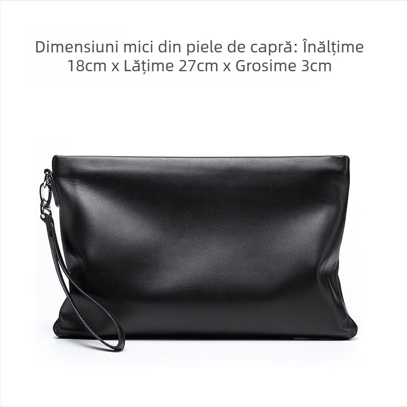 Geantă de mână din piele naturală pentru bărbați (Stil: European și American; Material: Piele naturală; Caracteristici ale pielii: Piele de miel; Funcție: antibacteriană)