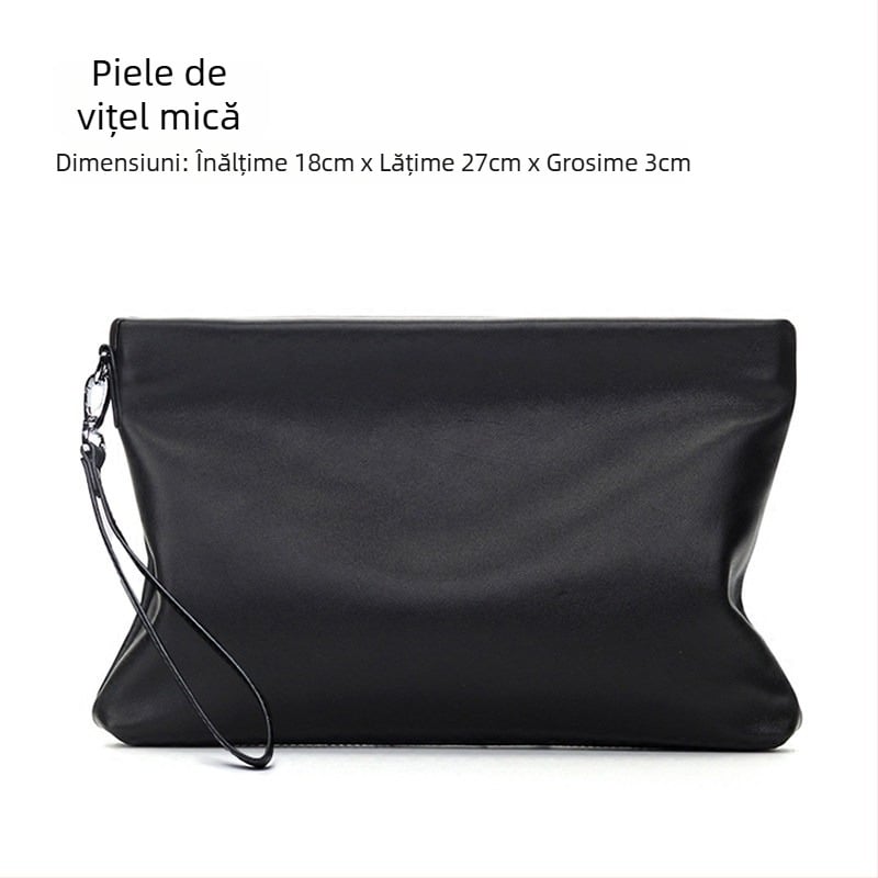 Geantă de mână din piele naturală pentru bărbați (Stil: European și American; Material: Piele naturală; Caracteristici ale pielii: Piele de miel; Funcție: antibacteriană)