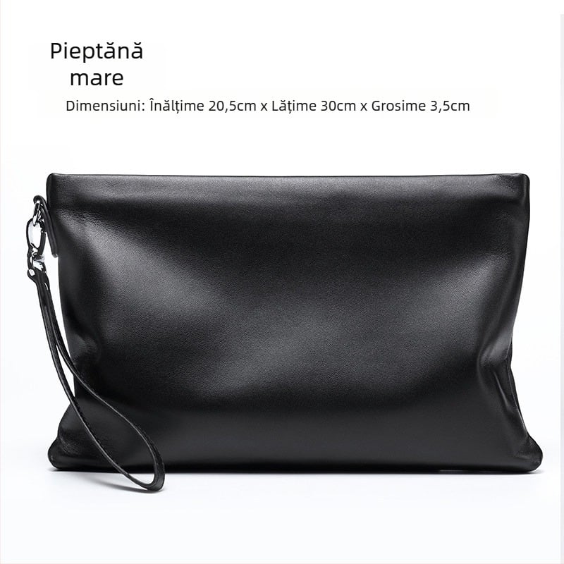 Geantă de mână din piele naturală pentru bărbați (Stil: European și American; Material: Piele naturală; Caracteristici ale pielii: Piele de miel; Funcție: antibacteriană)