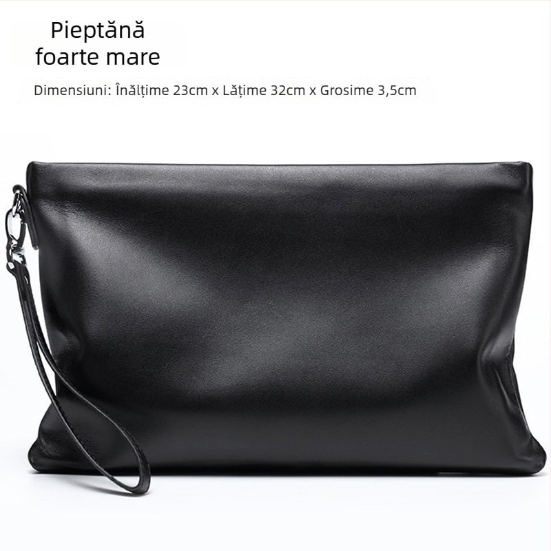 Geantă de mână din piele naturală pentru bărbați (Stil: European și American; Material: Piele naturală; Caracteristici ale pielii: Piele de miel; Funcție: antibacteriană)