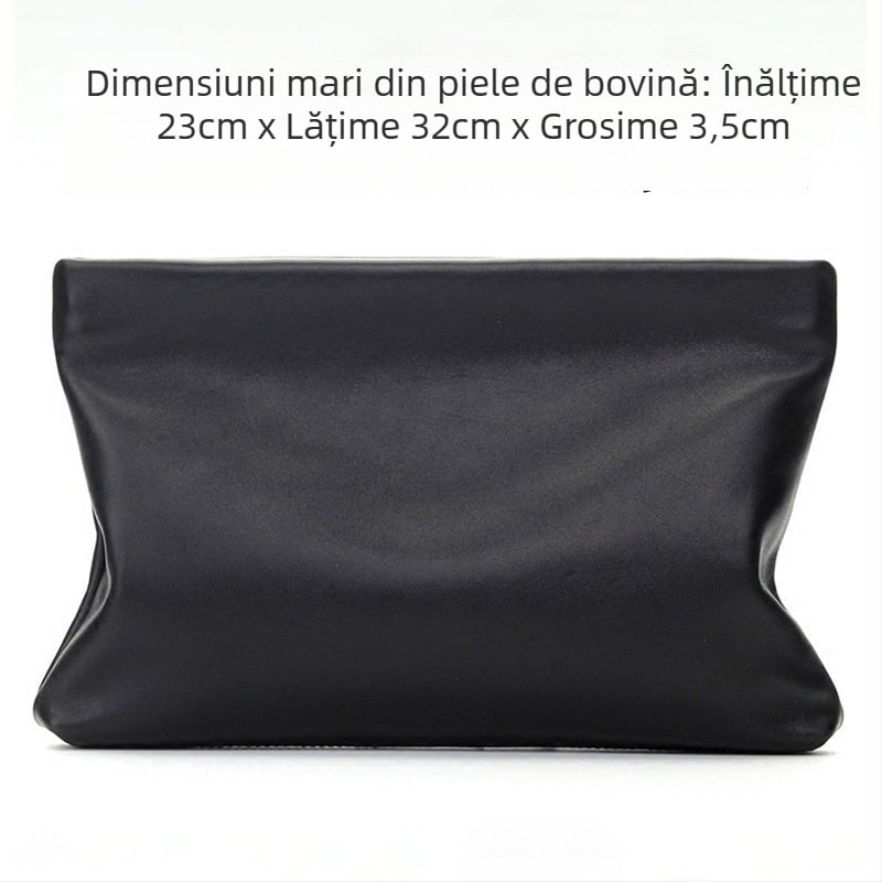 Geantă de mână din piele naturală pentru bărbați (Stil: European și American; Material: Piele naturală; Caracteristici ale pielii: Piele de miel; Funcție: antibacteriană)