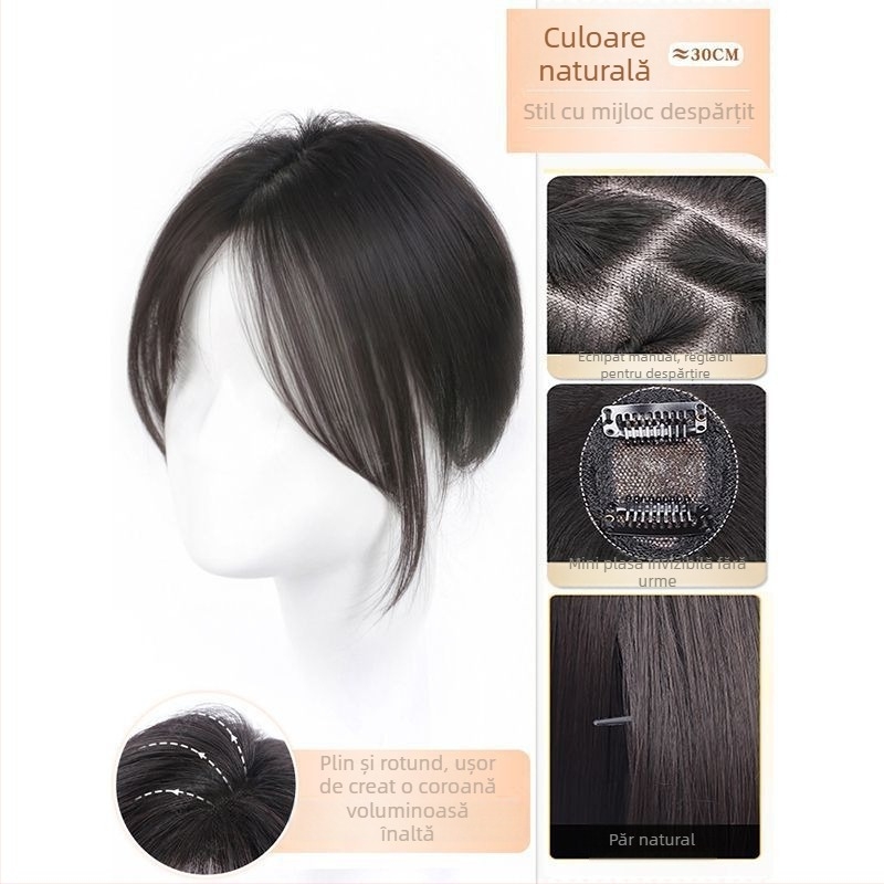 Perucă cu breton în stil franțuzesc pentru femei – adaugă volum din păr cu temperatură înaltă, mecanism de procesare, breton drept sau înclinat, origine Henan, fără vopsire sau îndreptare