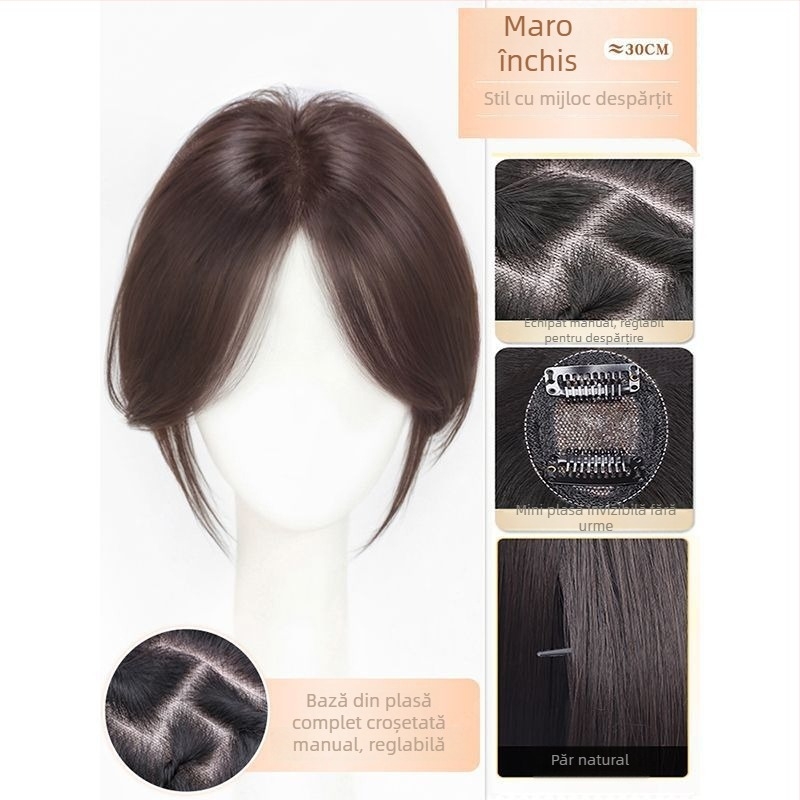 Perucă cu breton în stil franțuzesc pentru femei – adaugă volum din păr cu temperatură înaltă, mecanism de procesare, breton drept sau înclinat, origine Henan, fără vopsire sau îndreptare