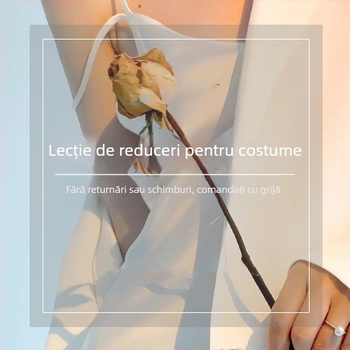 Costum damă croi lejer, guler sacou, mâneci 3/4, nasture unic, poliester